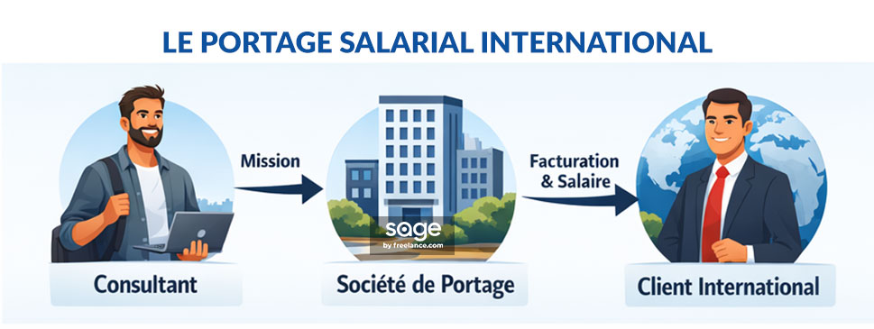 Illustration portage salarial international fonctionnement