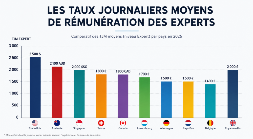 gahique des taux journaliers moyens de rémunération des experts dans le monde 